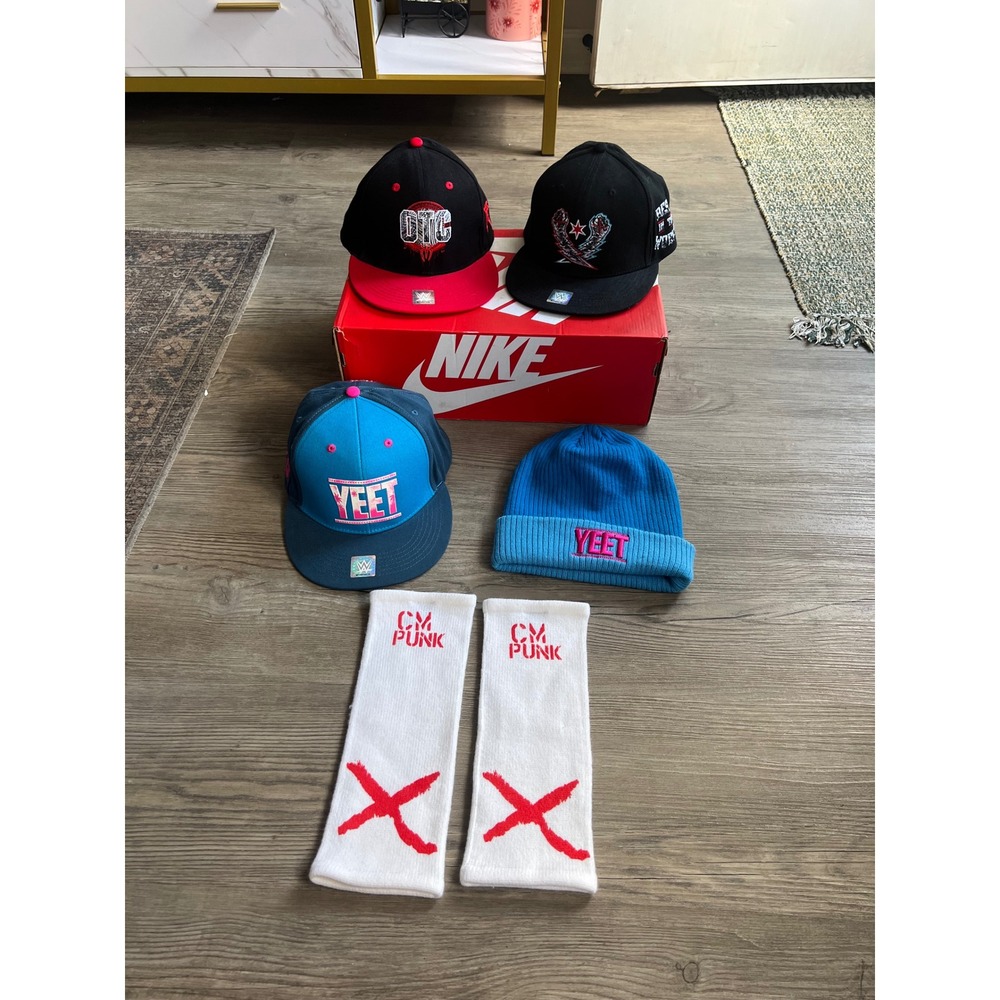 WWE Lot of 5 Roman Reigns Jay Uso CM Punk SnapBack Beanie Sleeves